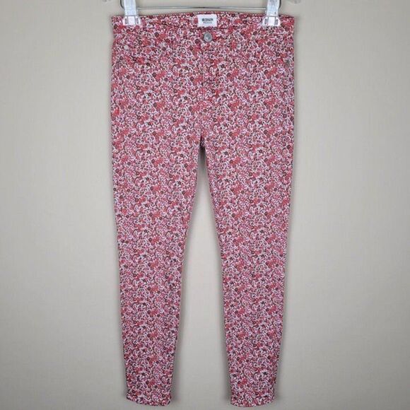 Hudson Nico Midrise Ankle Spr Skinny Floral Jeans Red White Size 28 - Picture 1 of 10